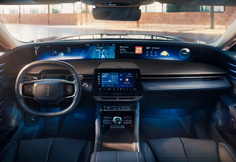 A large panoramic display is shown on the dashboard of a 2024 Lincoln Nautilus® SUV | Klaben Lincoln of Warren in Warren OH